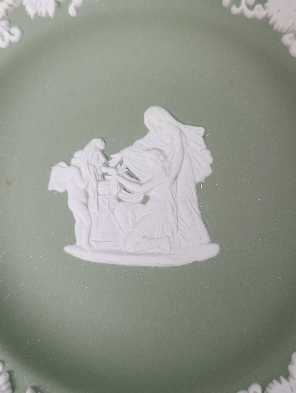Wedgwood Sage Green Blue Jasperware Small Round Vintage Trinket Dishes-Set of 3 - Picture 3 of 9